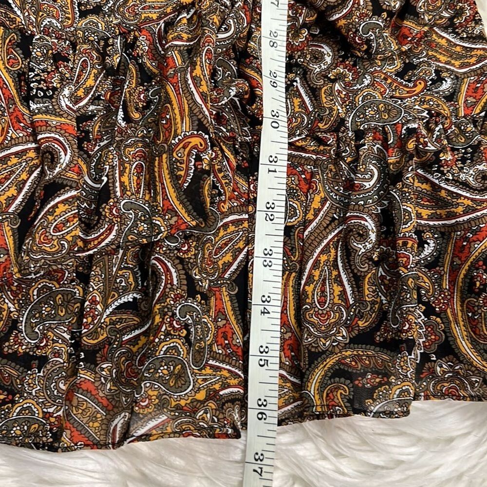 Michael Kors Paisley Boho Dress Smocked Waist Ruffle Hem Rustic Romance Size S - Picture 12 of 15